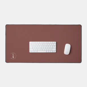 Monogram, salon, minimalistic chocolate-brown desk mat