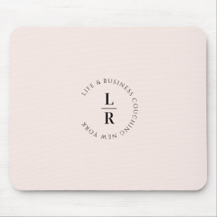 Monogram, salon, minimalistic, light-beige-rose mouse pad