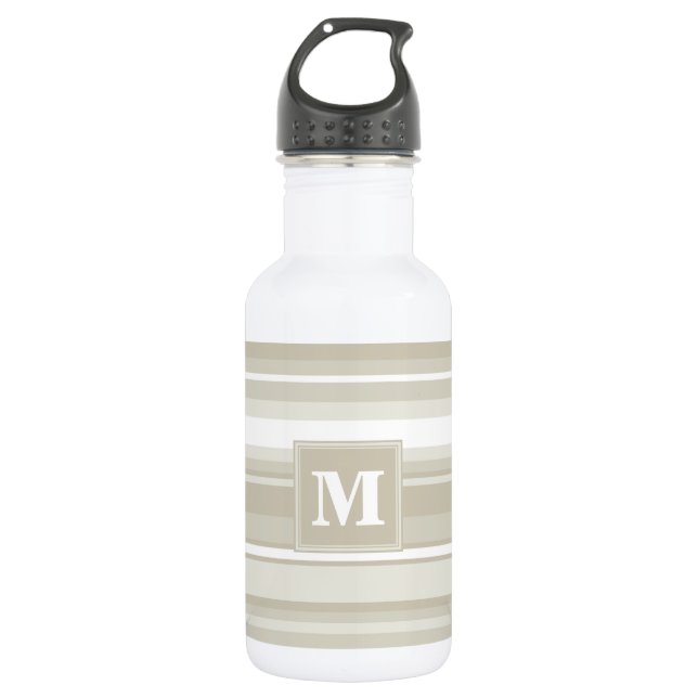 Monogram sandstone stripes 532 ml water bottle (Front)