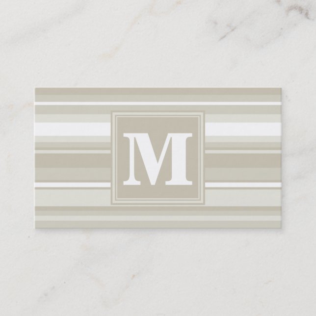 Monogram sandstone stripes business card (Front)