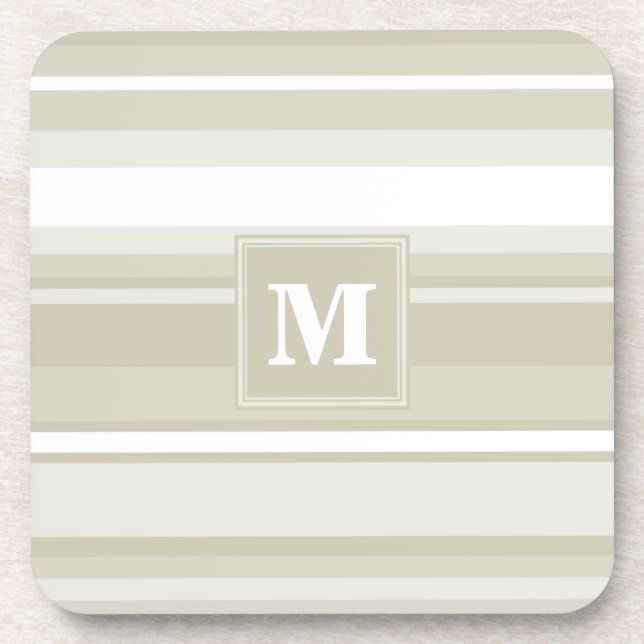 Monogram sandstone stripes coaster (Front)