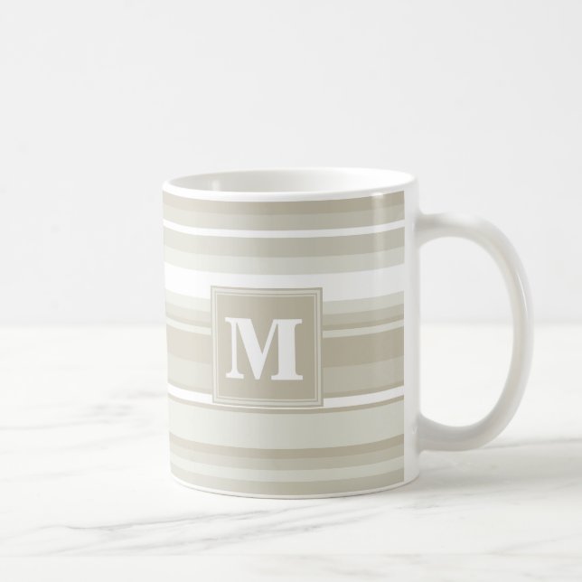 Monogram sandstone stripes coffee mug (Right)