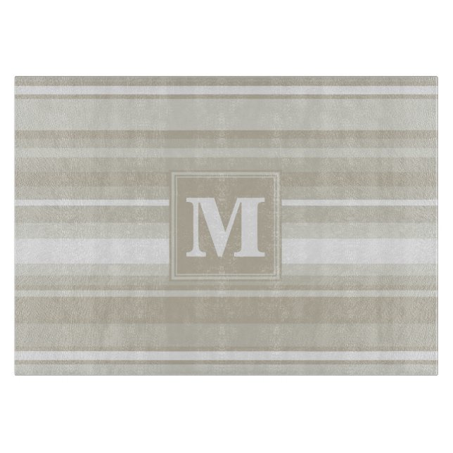Monogram sandstone stripes cutting board (Front)