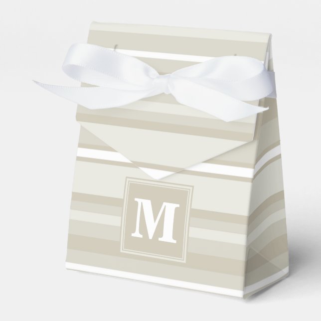 Monogram sandstone stripes favor box (Front Side)