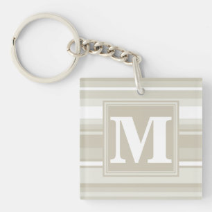 Monogram sandstone stripes keychain