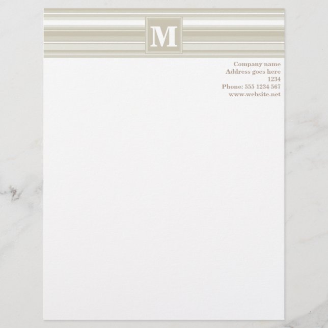 Monogram sandstone stripes letterhead (Front)