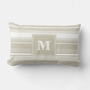 Monogram sandstone stripes lumbar pillow