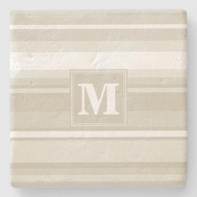 Monogram sandstone stripes stone coaster (Front)