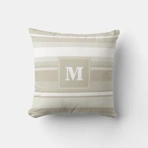 Monogram sandstone stripes throw pillow