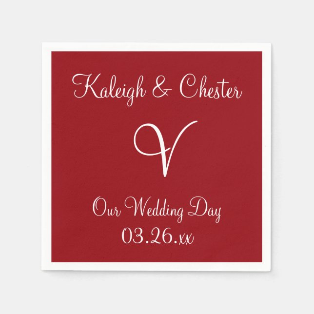 Monogram Sangria Premium Colour Coordinating Paper Napkin (Front)