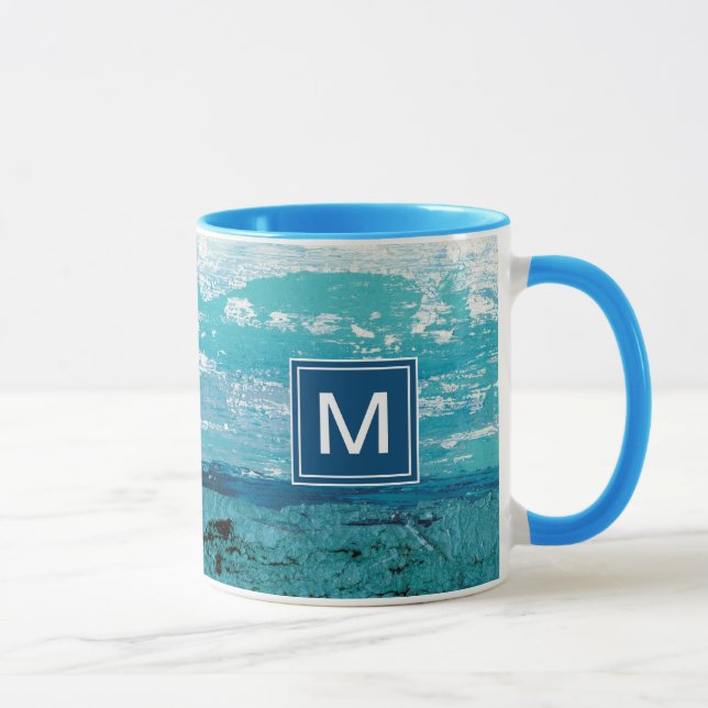 Monogram | Sapphire Blue Watercolor Mug (Right)