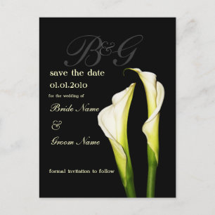 Monogram Save the Date, calla lily postcards