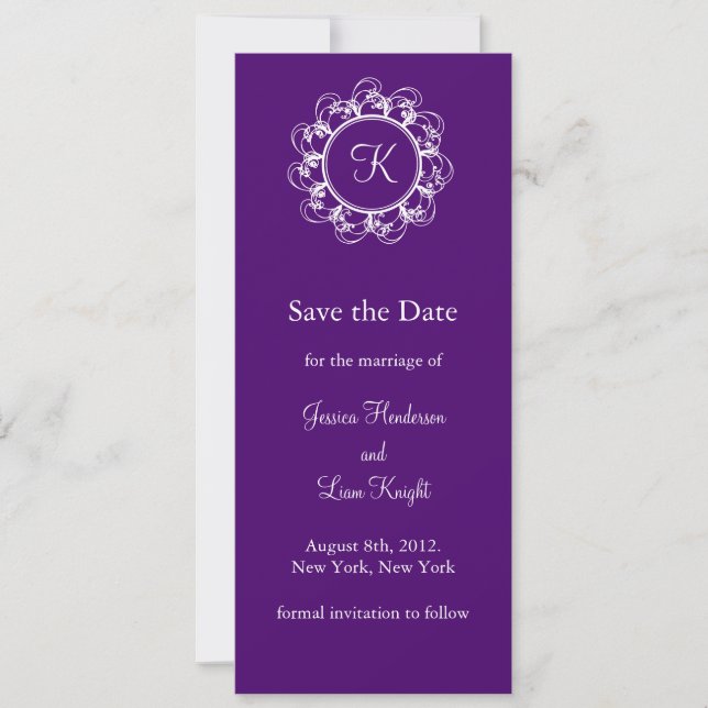 Monogram Save the Date (purple) (Front)
