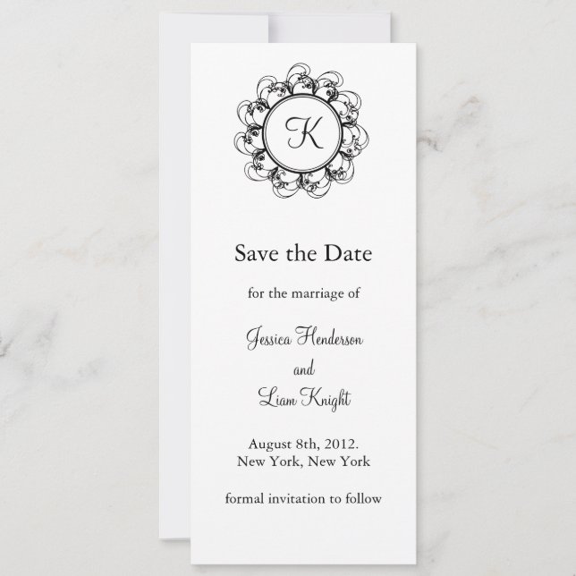 Monogram Save the Date (white) (Front)