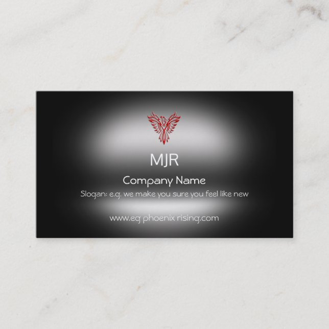 Monogram, Scarlet Phoenix, metallic-effect Business Card (Front)