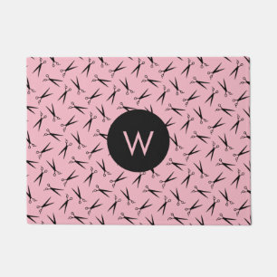 Monogram Scissors Hair Stylist Pattern Doormat