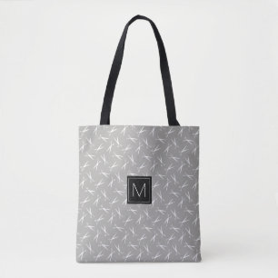 Monogram Scissors Pattern in Grey Tote Bag