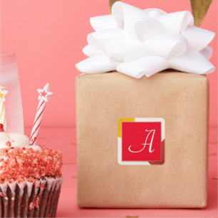 Monogram script A Square Sticker
