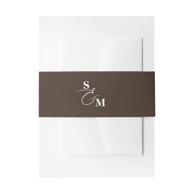 Monogram Script Ampersand Classic Wedding Invitation Belly Band (Front Example)