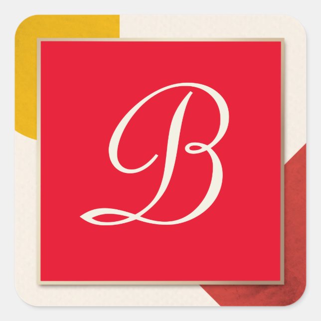 Monogram script B Square Sticker (Front)