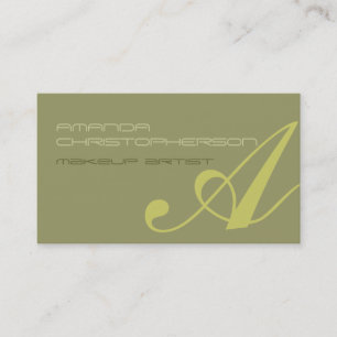 Monogram Script Beige Makeup Artist Business Card