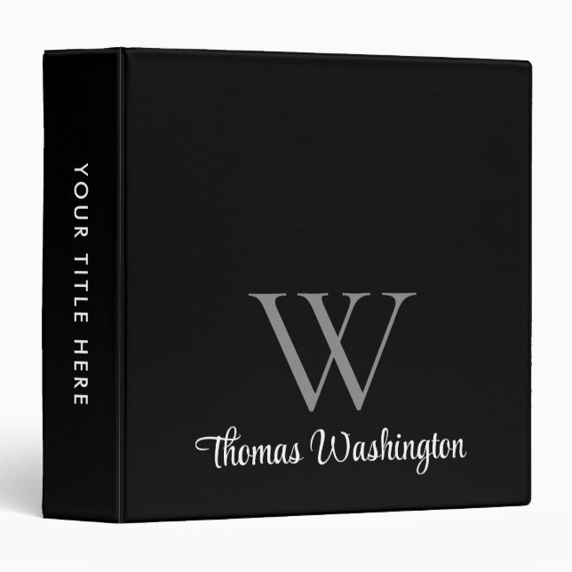 Monogram Script Black Binder (Front/Spine)
