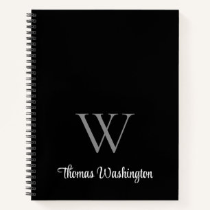 Monogram Script Black Notebook