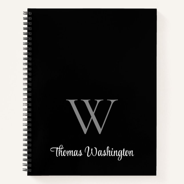 Monogram Script Black Notebook (Front)