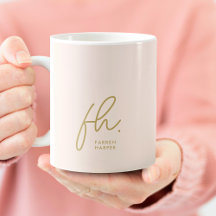 Monogram Script Blush Pink Gold Stylish Cute 