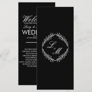 Monogram Script Branch Black W Wedding Program