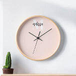 Monogram Script Calligraphy Blush Pink Clock<br><div class="desc">Monogram combined with brush calligraphy.</div>