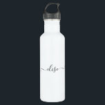 Monogram Script Calligraphy Simple name  710 Ml Water Bottle<br><div class="desc">This design may be personalized in the area provided by changing the photo and/or text. Or it can be customized by clicking Personalize this Template and then choosing the click to customize further option and delete or change the colour of the background, add text, change the text colour or style,...</div>