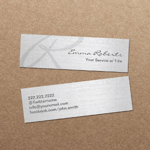 Monogram Script Elegant Silver Mini Mini Business Card