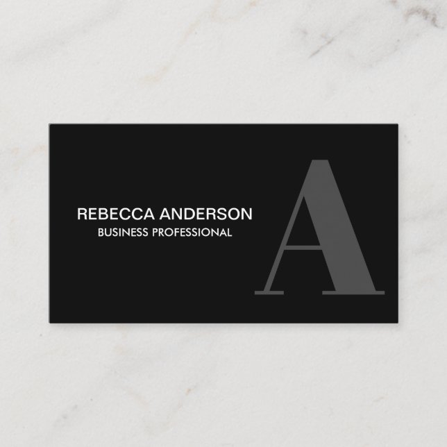Monogram Script Gris | Carte de visite professionn (Devant)