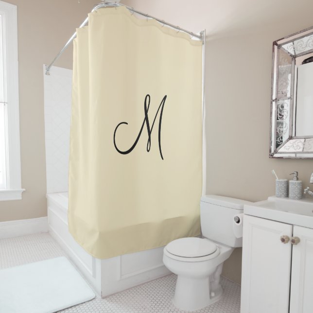 Monogram Script Initial Beige Black Minimal Simple (In Situ)