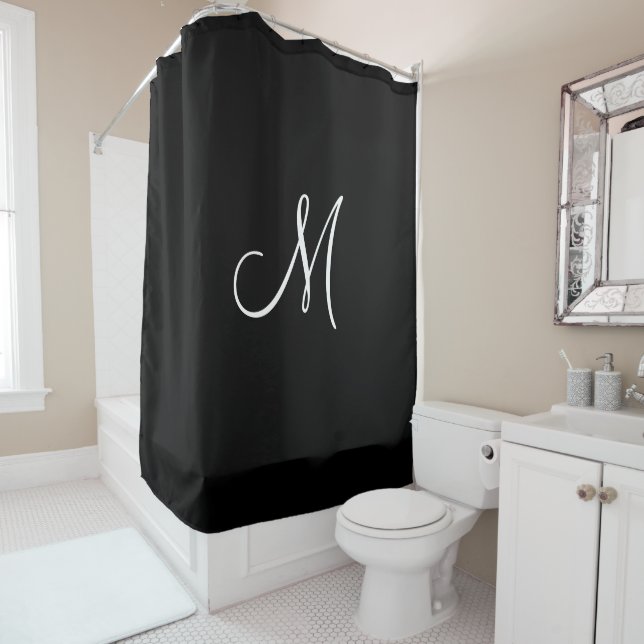 Monogram Script Initial Black White Minimal Simple (In Situ)