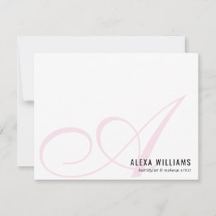 Monogram Script Initial Blush Pink Pastel Business Card