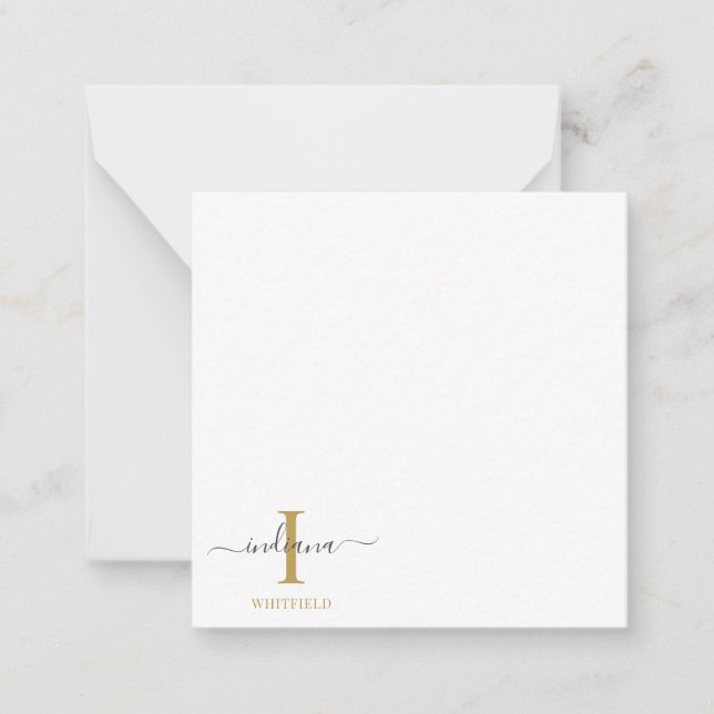 Monogram Script Name Initial Gold Grey Modern Card (Front)