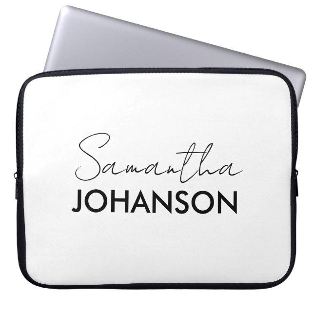 Monogram Script Name | Modern Minimalist Feminine Laptop Sleeve (Front)
