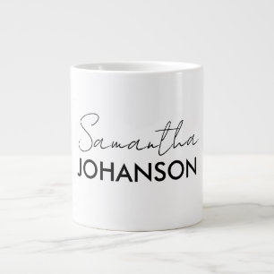Monogram Script Name   Modern Minimalist Feminine Large Coffee Mug