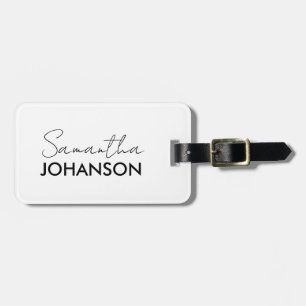 Monogram Script Name Modern Minimalist Feminine Luggage Tag