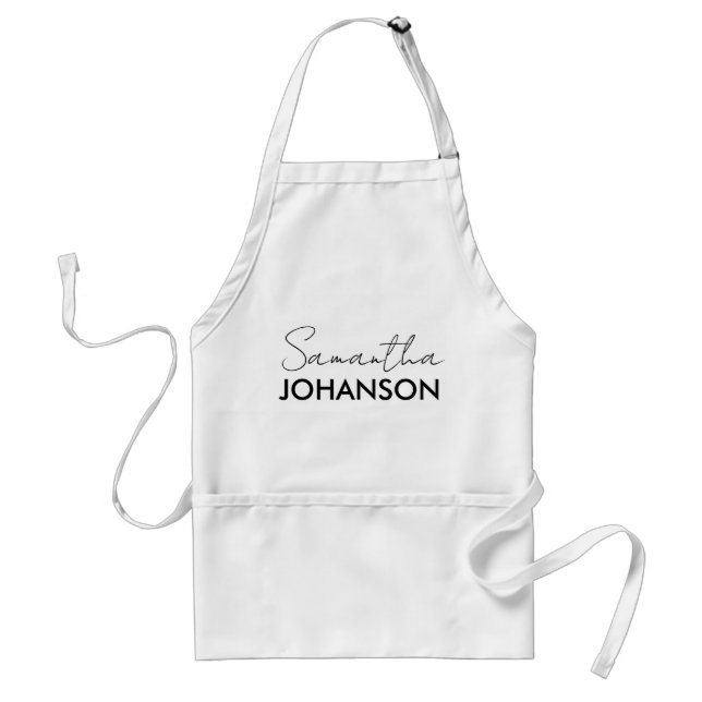 Monogram Script Name | Modern Minimalist Feminine Standard Apron (Front)