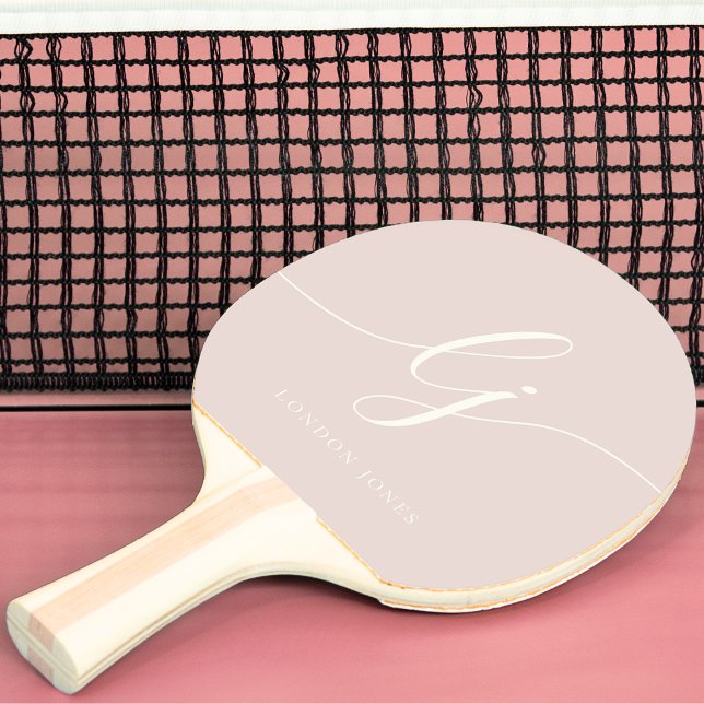 Monogram Script Name Modern Monogrammed Pink Ping Pong Paddle (Creator Uploaded)