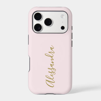 Monogram Script Name Pastel Pink Gold Minimalist 