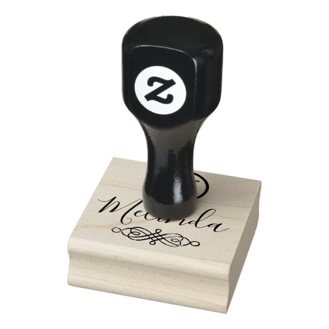 Monogram & Script Name  - Personalize Rubber Stamp (Stamp)