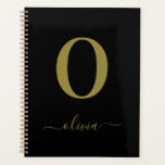 Monogram Script Name Personalized Black And Gold Planner<br><div class="desc">This stylish monogram and elegant script name design can be given as a gift for a birthday,  wedding favour,  bridal shower or any occasion. It can be customized with the person's initial and name.</div>