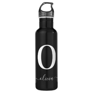 Monogram Script Name Personalized Black And White 710 Ml Water Bottle