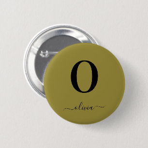 Monogram Script Name Personalized Gold And Black 2 Inch Round Button