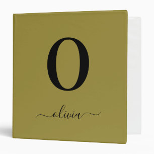 Monogram Script Name Personalized Gold And Black Binder