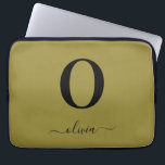 Monogram Script Name Personalized Gold And Black Laptop Sleeve<br><div class="desc">This stylish monogram and elegant script name design can be given as a gift for a birthday,  wedding favour,  bridal shower or any occasion. It can be customized with the person's initial and name.</div>